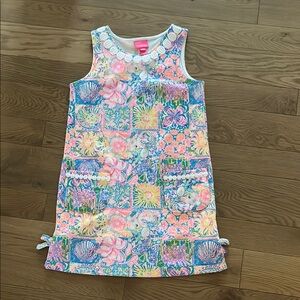 LILLY PULITZER Girls L 8-10 Knit Shift Patch My Drift Pique Dress